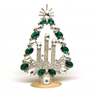 Tree with Three Candles Decoration 16cm ~ Clear Emerald*