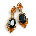 Mythique Clips-on Earrings ~ Topaz with Black