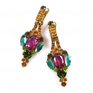 Roxanne Earrings Clips ~ Extra Fuchsia Multicolor*