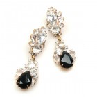 Timeless Pierced Earrings ~ Crystal with Black