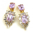 Ella Earrings Clips ~ Baguettes and Octagons ~ Violet