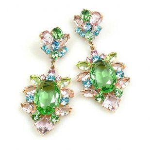 Sweet Temptation Earrings Pierced ~ Green with Pastel Colors