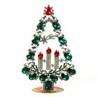 Tree with Three Candles Decoration 17cm ~ Emerald Clear*