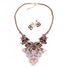 Orchid Necklace with Earrings ~ Purple and Violet
