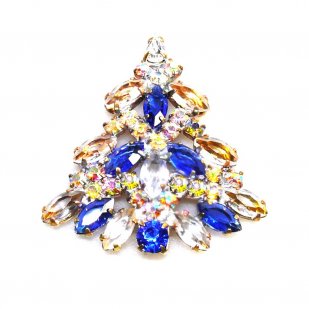 Xmas Tree Brooch #10 ~ Blue Clear*