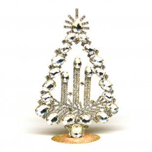 Tree with Three Candles Decoration 16cm ~ Clear Crystal*