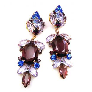 Iris Grande Pierced Earrings ~ Purple Blue