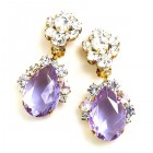 Fountain Clips-on Earrings ~ Clear Crystal Violet