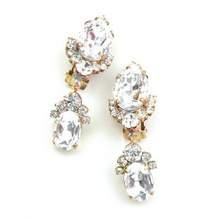Napoli Clips Earrings ~ Clear Crystal