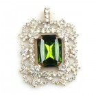 Octagonal Pendant ~ Crystal with Olive Green