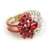 Aztec Sun Clamper Bracelet ~ Red with Clear Crystal
