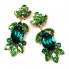 Iris Grande Clips Earrings ~ Extra Emerald with Green*