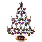 28 cm Xmas Flowers Tree Decoration ~ Vitrail and Clear Crystal*