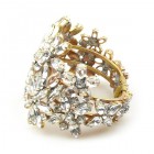 True Love ~ Clamper Bracelet with Flowers ~ Clear Crystal
