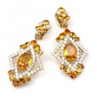 Pompe Earrings with Clips ~ Crystal with Topaz*