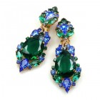 Grand Mythique Clips-on Earrings ~ Emerald Blue