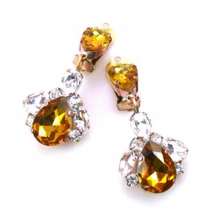 Anna Marie Earrings Clips ~ Topaz Clear*