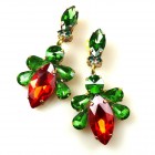 Carmen Earrings Clips ~ Red with Green*
