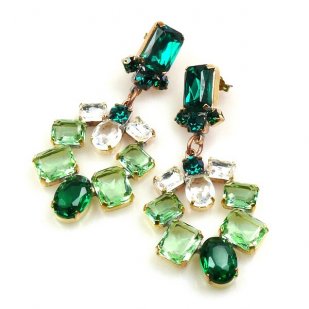Xia Earrings Pierced ~ Emerald Green