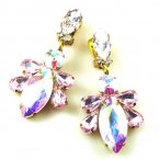 Carmen Earrings Clips ~ Aurora Borealis with Pink*