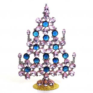 Xmas Flowers Tree Decoration 16cm ~ Pink Extra Blue*