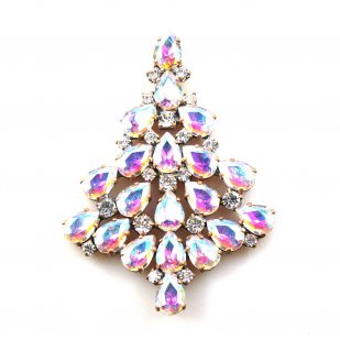 Brooch Teardrops Tree 7cm ~ AB Clear*