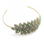 Navette Headband Tiara ~ Crystal with Green