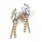 Empress Dangling Earrings Clips ~ Opaque White and Clear*