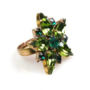 True Love Ring ~ Olive with Emerald