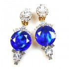 Taj Mahal Earrings Clips ~ Clear with Silver Blue