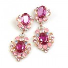 Aztec Sun Earrings Pierced ~ Fuchsia Pink