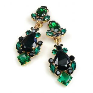 Déjà vu Clips Earrings ~ Emerald Black