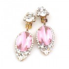 Ovals Clips-on Earrings ~ Crystal Silver Pink