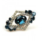 Pompe Ring ~ Crystal with Montana Blue Oval
