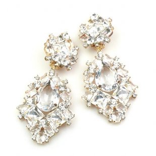 Beaute Earrings with Clips ~ Clear Crystal