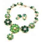 Eden Holiday Necklace with Earrings ~ Green Tones