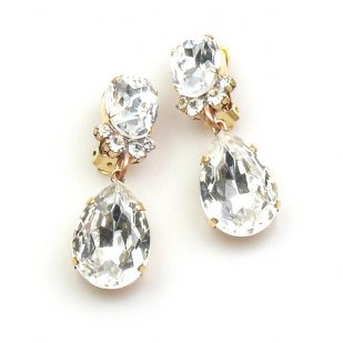 Effervescence Earrings with Clips ~ Clear Crystal