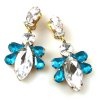 Carmen Earrings Clips ~ Clear Crystal with Aqua*