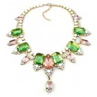 Ophelia Necklace ~ Green Pink with Opaque White