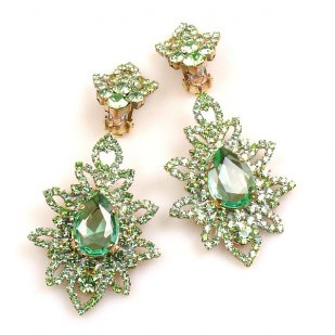 Emotion Lace Earrings Clips ~ Peridot Green
