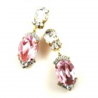 Ovals Earrings Clips ~ Extra Pink with Clear*