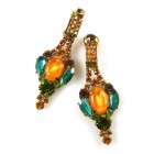 Roxanne Earrings Clips ~ Orange Multicolor*