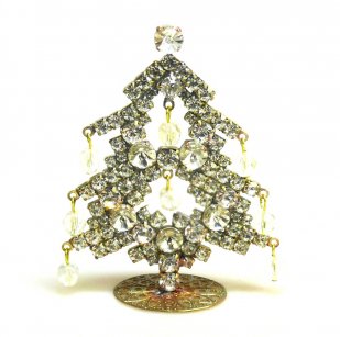 Standing Xmas Tree with Dangling Beads ~ Clear Crystal*