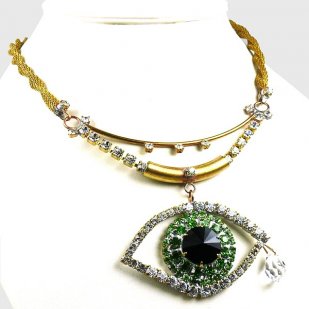 Green Eye ~ Wonderful Rhinestone Necklace