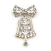 Clear Crystal Bell with Bow ~ Pin