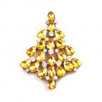 Brooch Teardrops Tree 7cm ~ Yellow Clear*