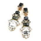 Xanthe Earrings with Clips ~ Crystal Smoke Black