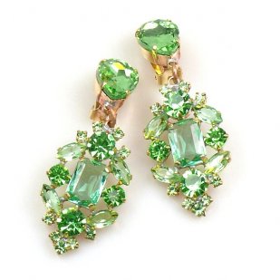 Fatal Touch Earrings Clips-on ~ Peridot Green
