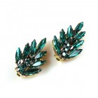 Leafs Earrings with Clips ~ Emerald