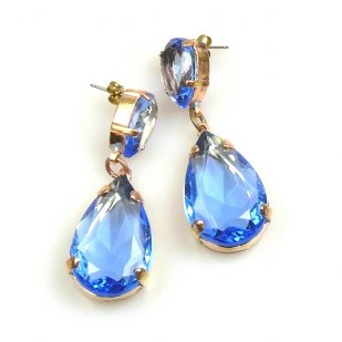 Pears Earrings Pierced ~ Sapphire Blue